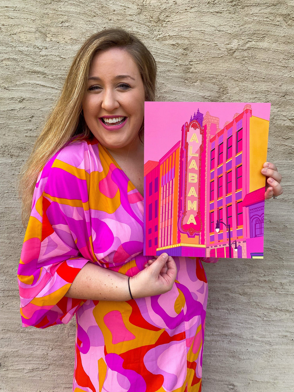 Bailey Made Art Co Alabama Theater Birmingham Hot Pink Art Print Art