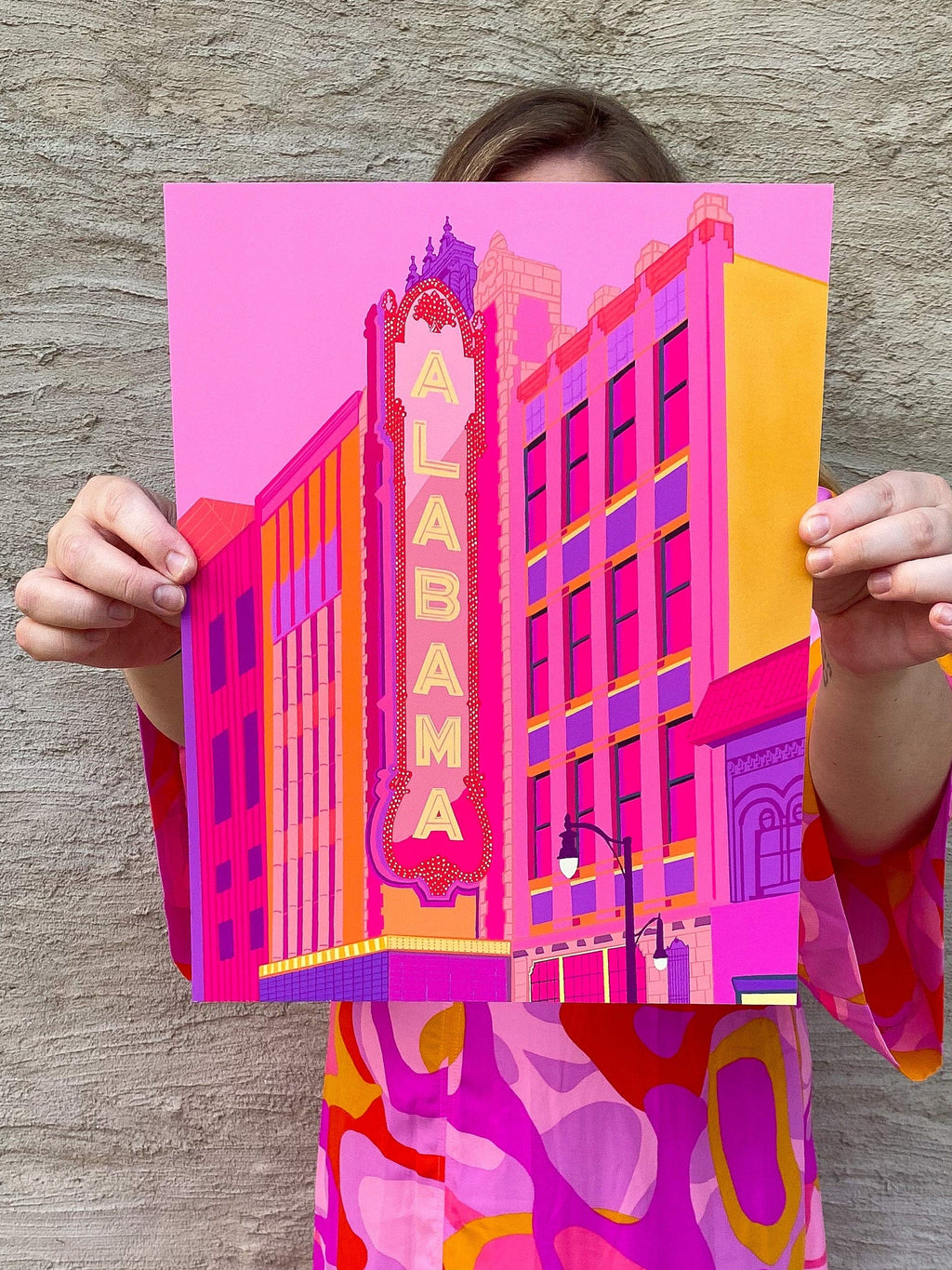 Bailey Made Art Co Alabama Theater Birmingham Hot Pink Art Print Art