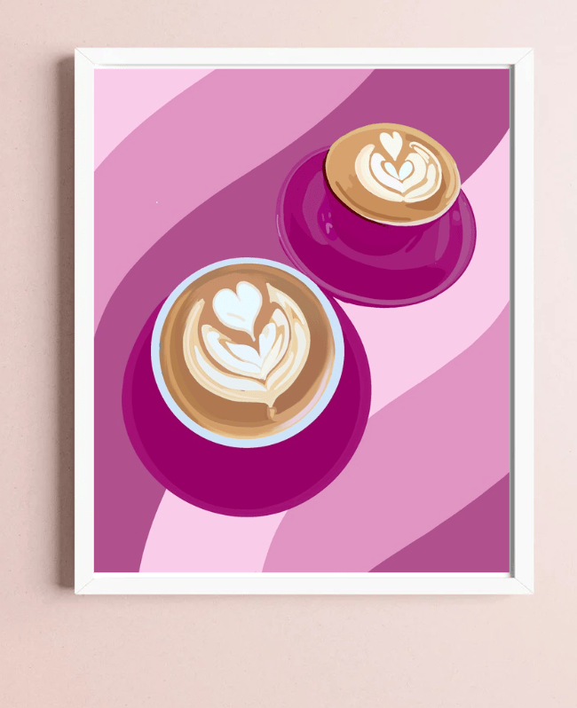 Bailey Made Art Co Artful Brews Coffee Print (Teal & Rasberry) Art