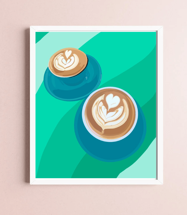 Bailey Made Art Co Artful Brews Coffee Print (Teal & Rasberry) Art