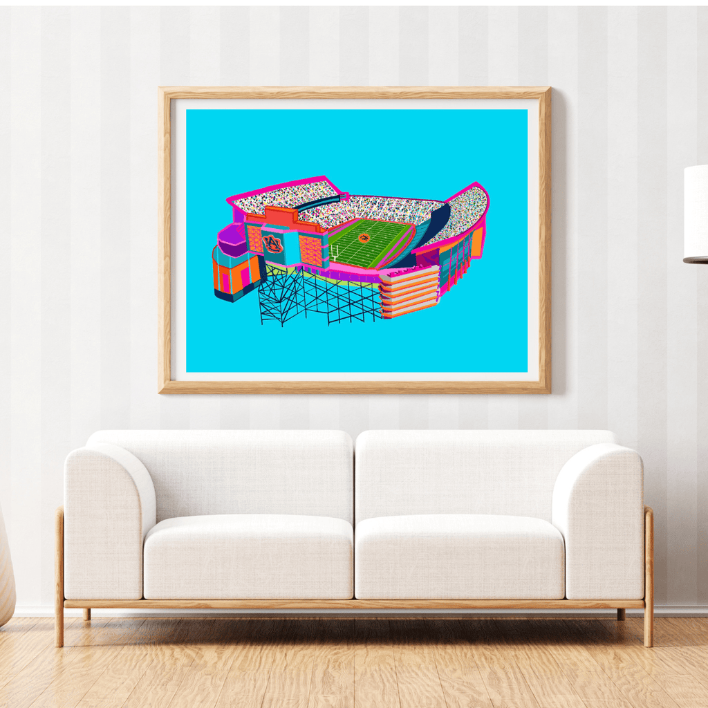 Bailey Made Art Co Auburn University Jordan Hare Football Stadium Art Print- Officially Licensed with CLC Art
