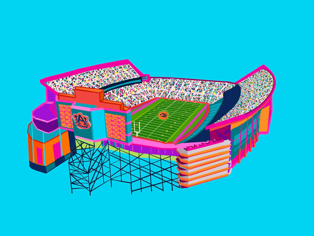 Bailey Made Art Co Auburn University Jordan Hare Football Stadium Art Print- Officially Licensed with CLC Art