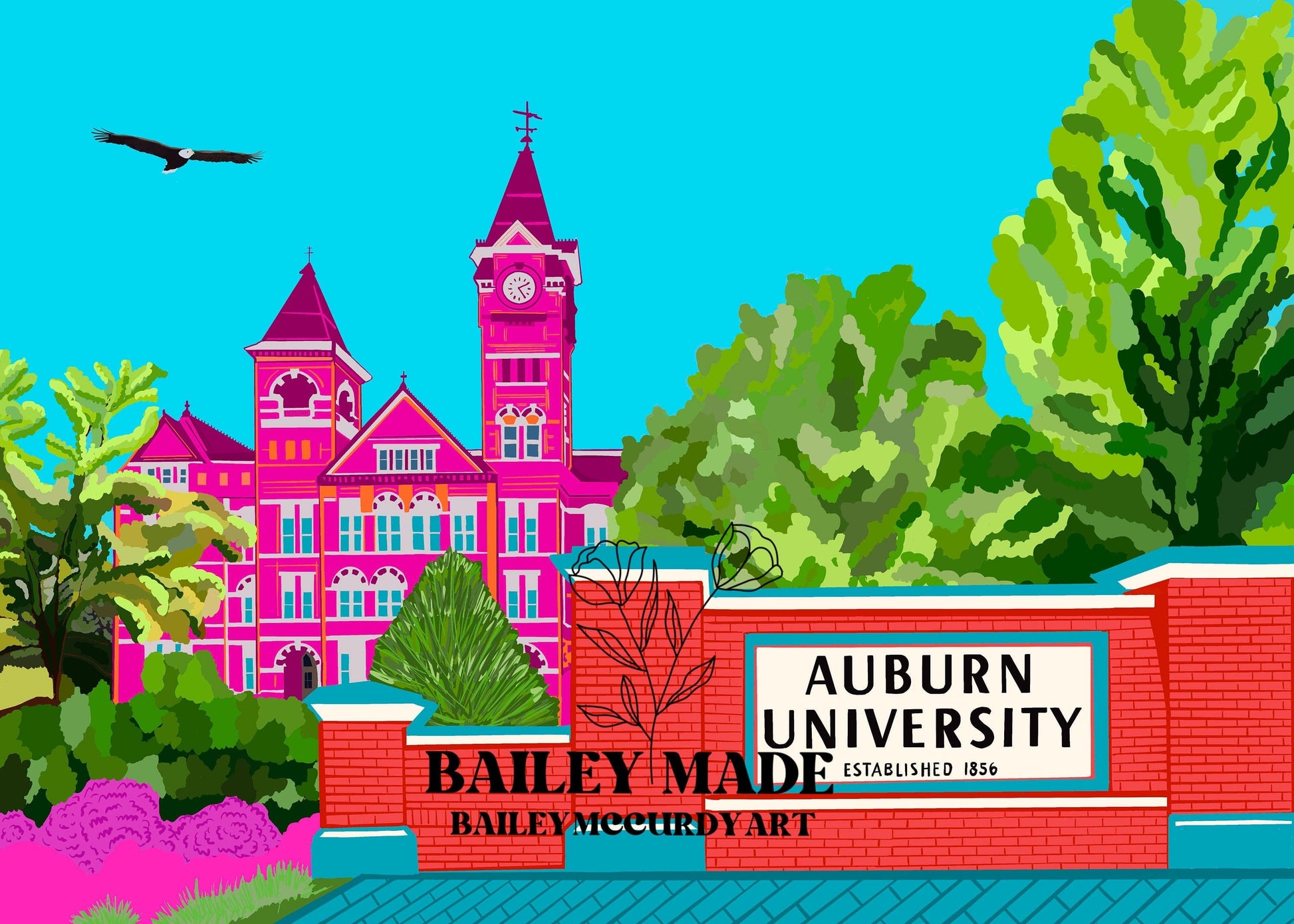 Bailey Made Art Co Auburn University Samford Hall Art Print- Officially Liscensed with CLC Art