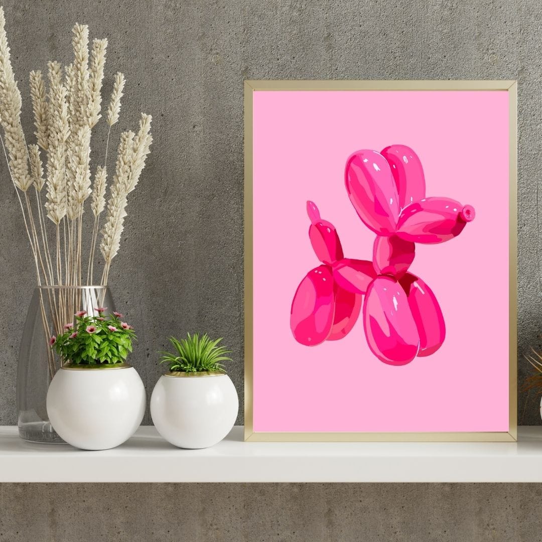 Bailey Made Art Co Balloon Dog Pink Art Print Art
