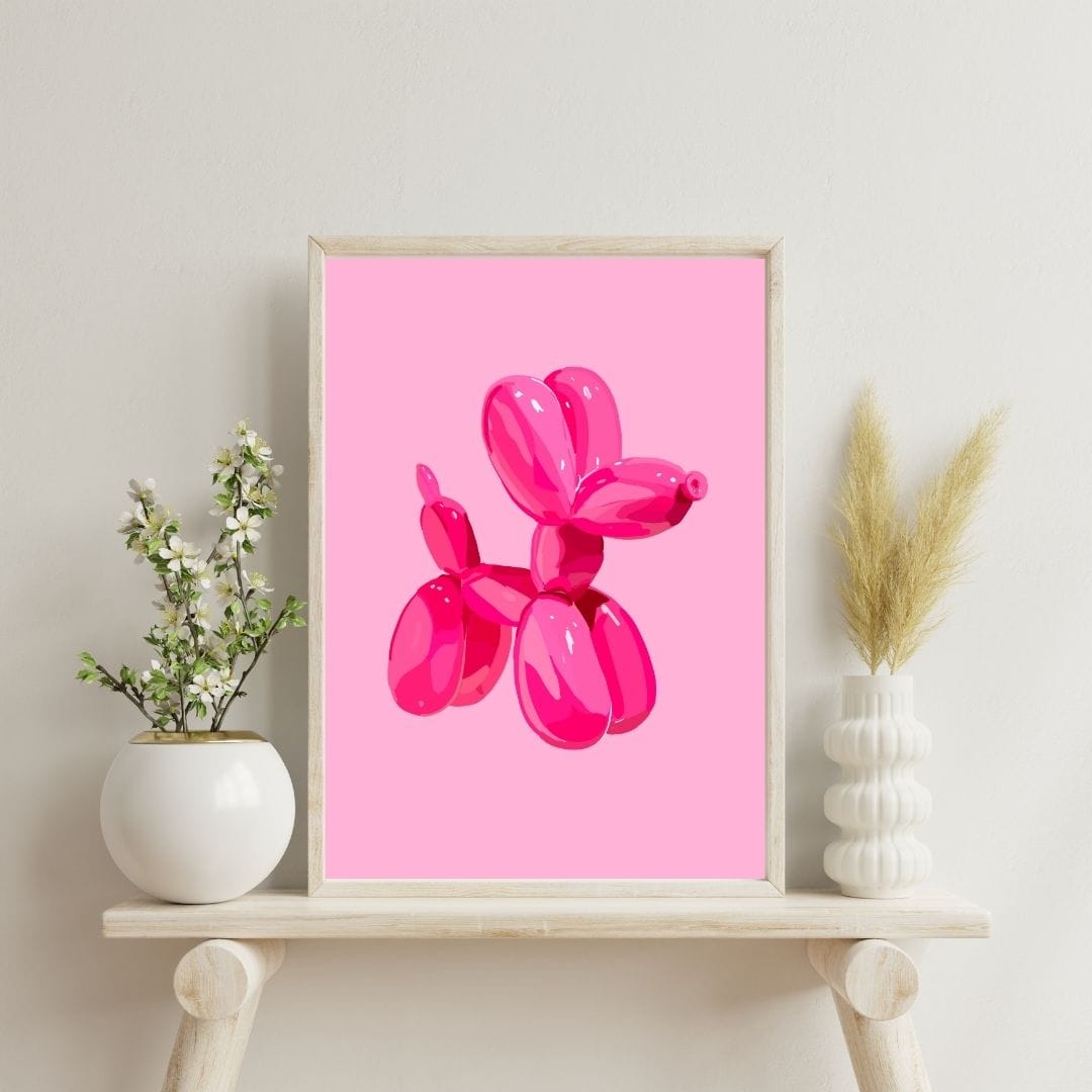 Bailey Made Art Co Balloon Dog Pink Art Print Art