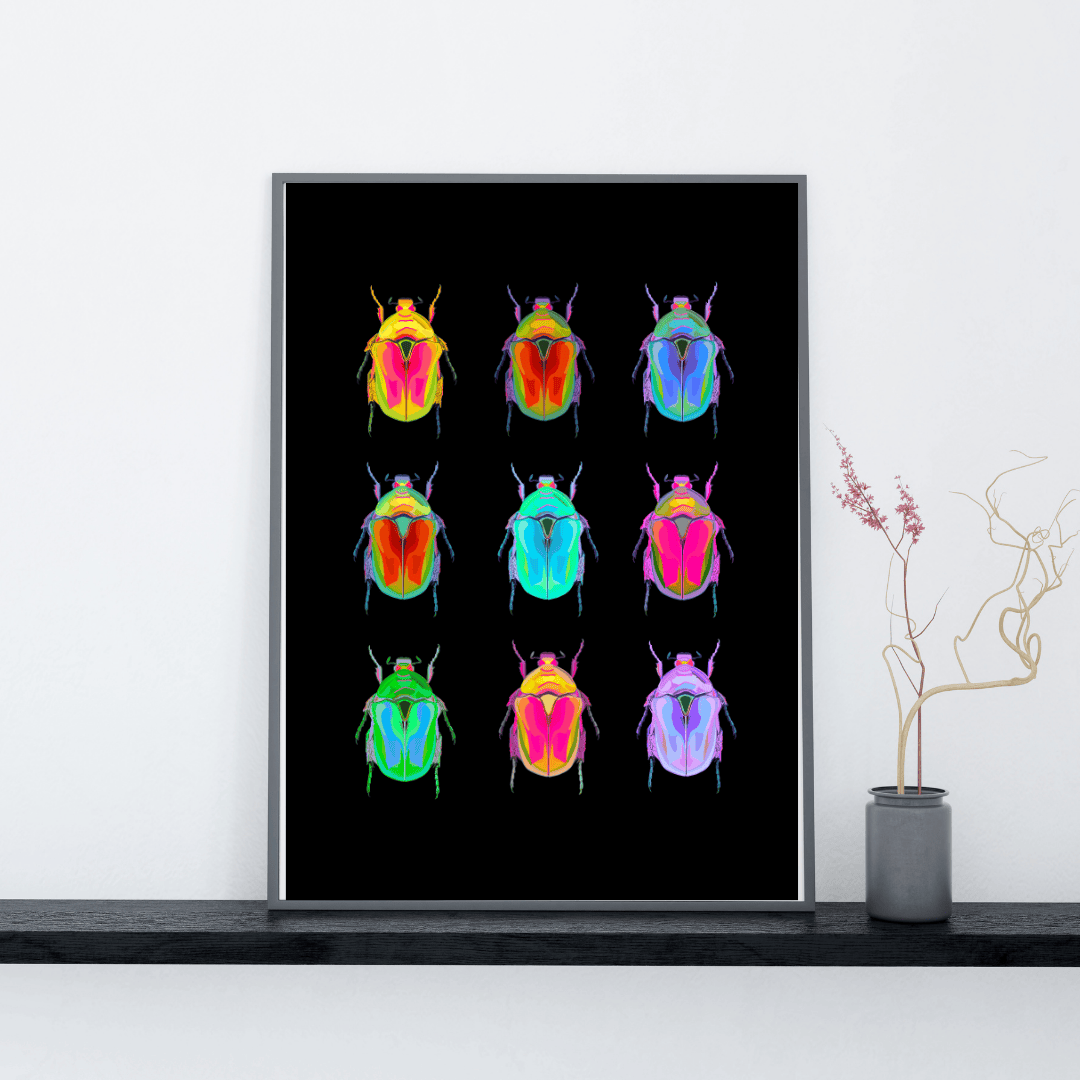 Bailey Made Art Co Beetles on Black Art Print Art