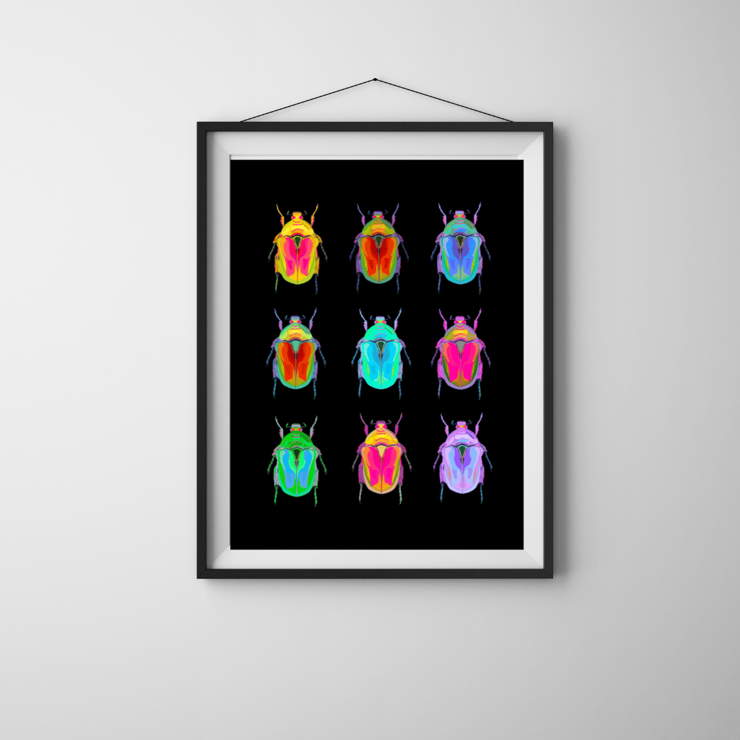 Bailey Made Art Co Beetles on Black Art Print Art