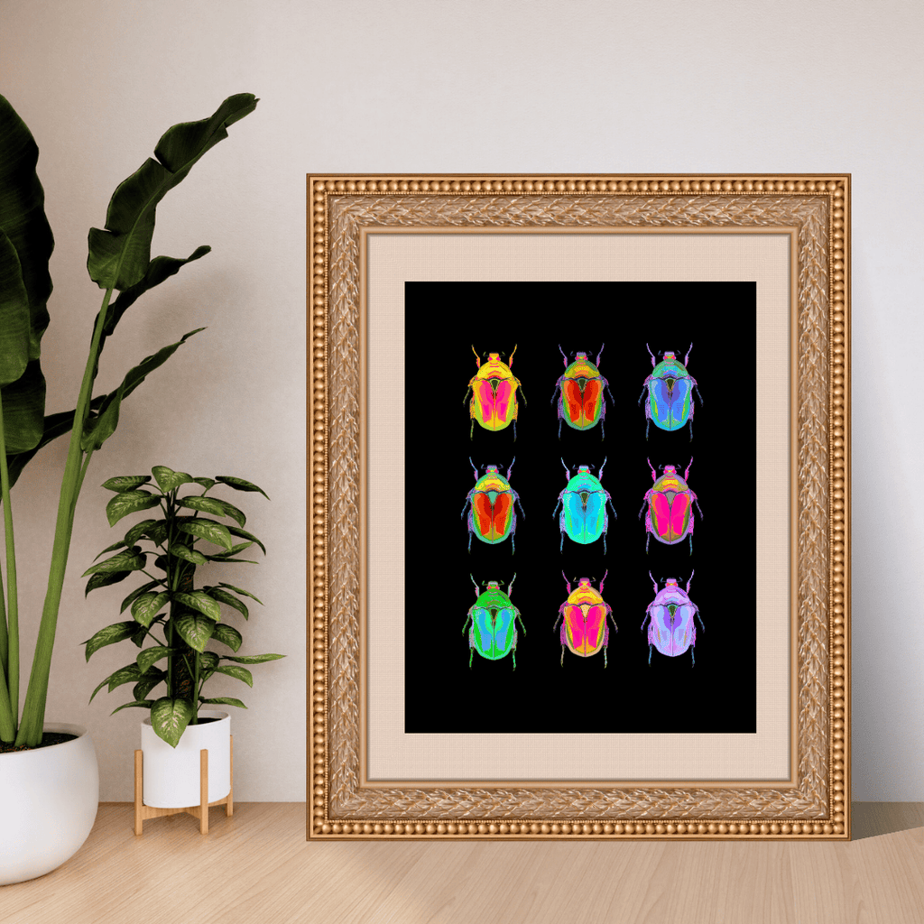 Bailey Made Art Co Beetles on Black Art Print Art