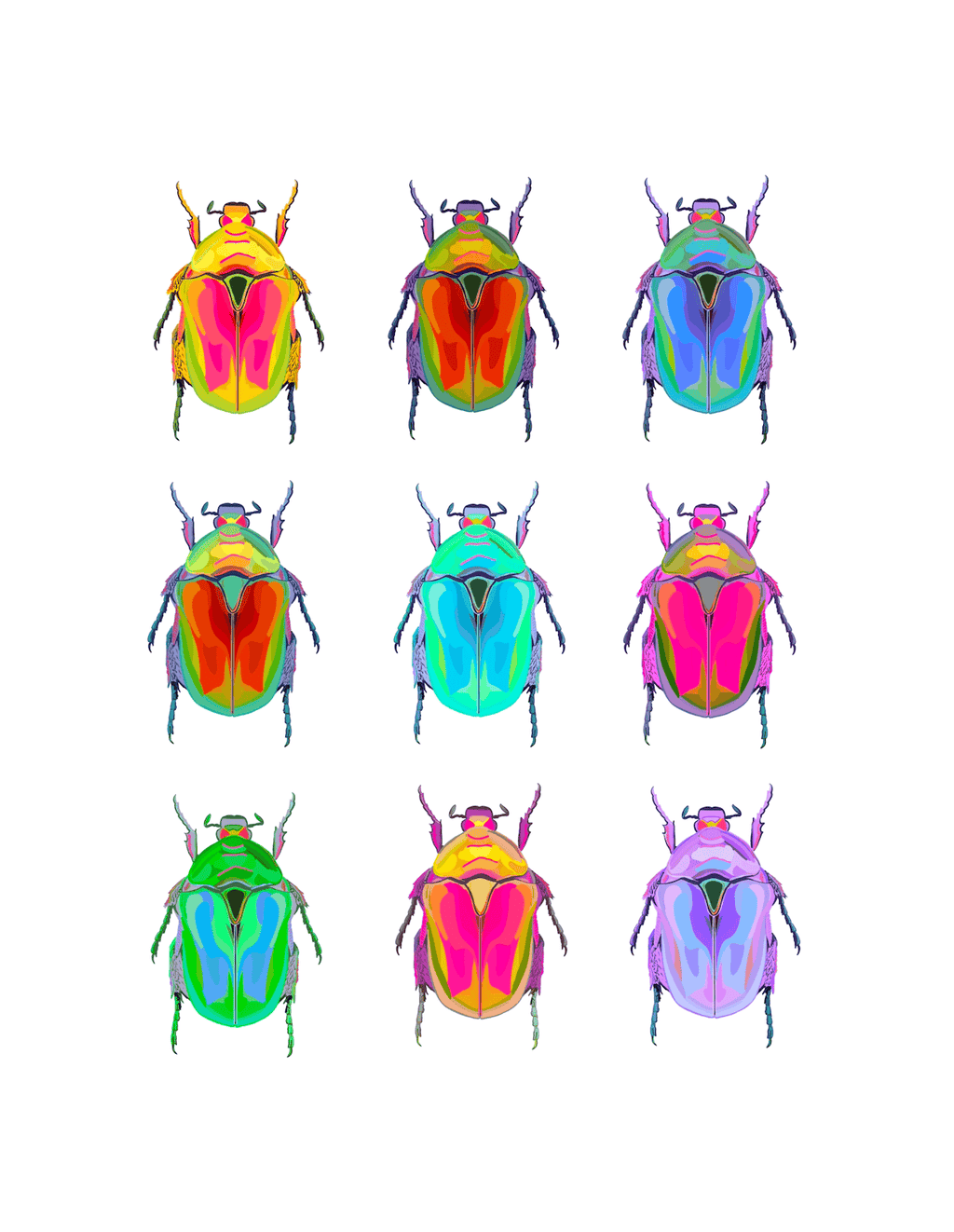 Bailey Made Art Co Beetles on White Art Print Art