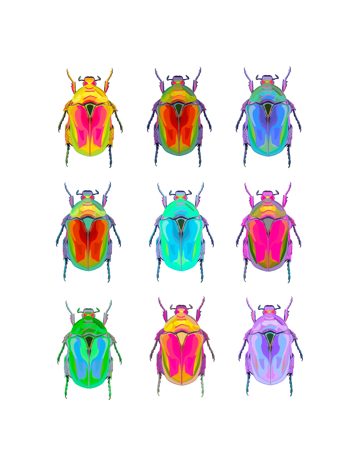 Bailey Made Art Co Beetles on White Art Print Art