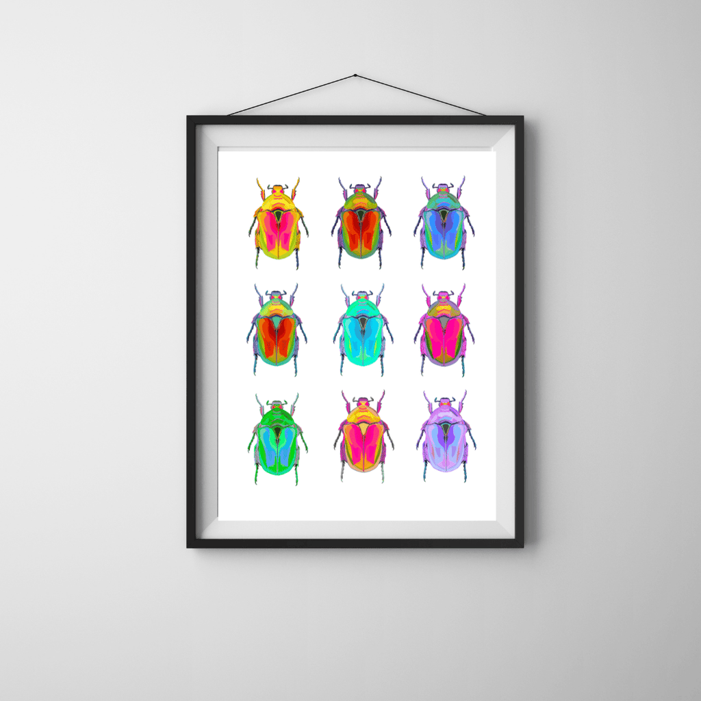 Bailey Made Art Co Beetles on White Art Print Art