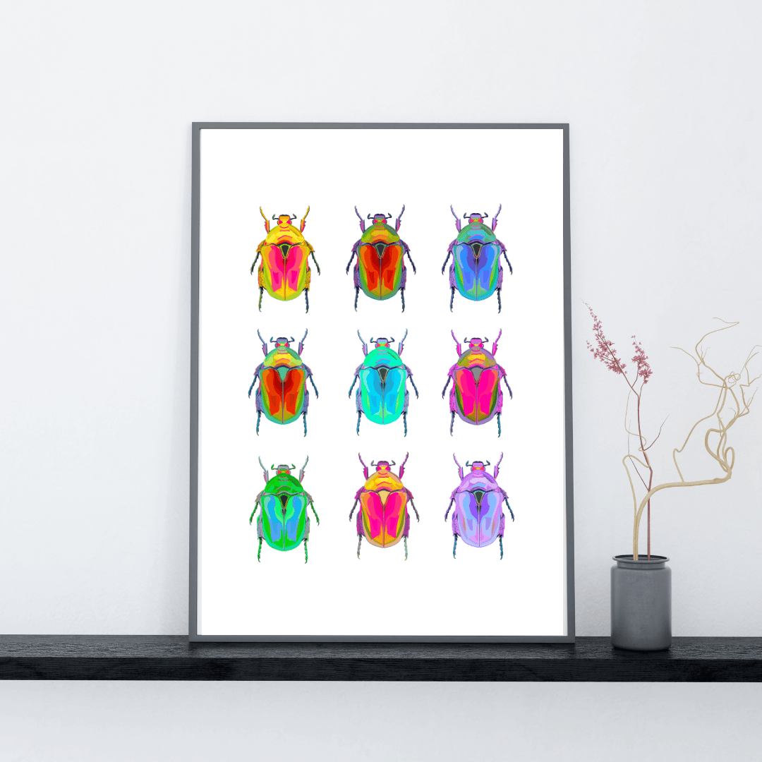Bailey Made Art Co Beetles on White Art Print Art