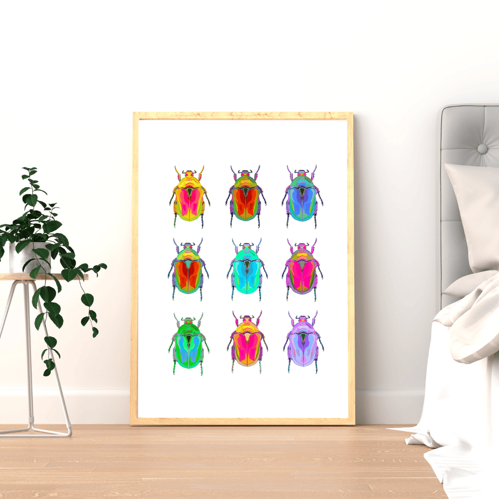 Bailey Made Art Co Beetles on White Art Print Art