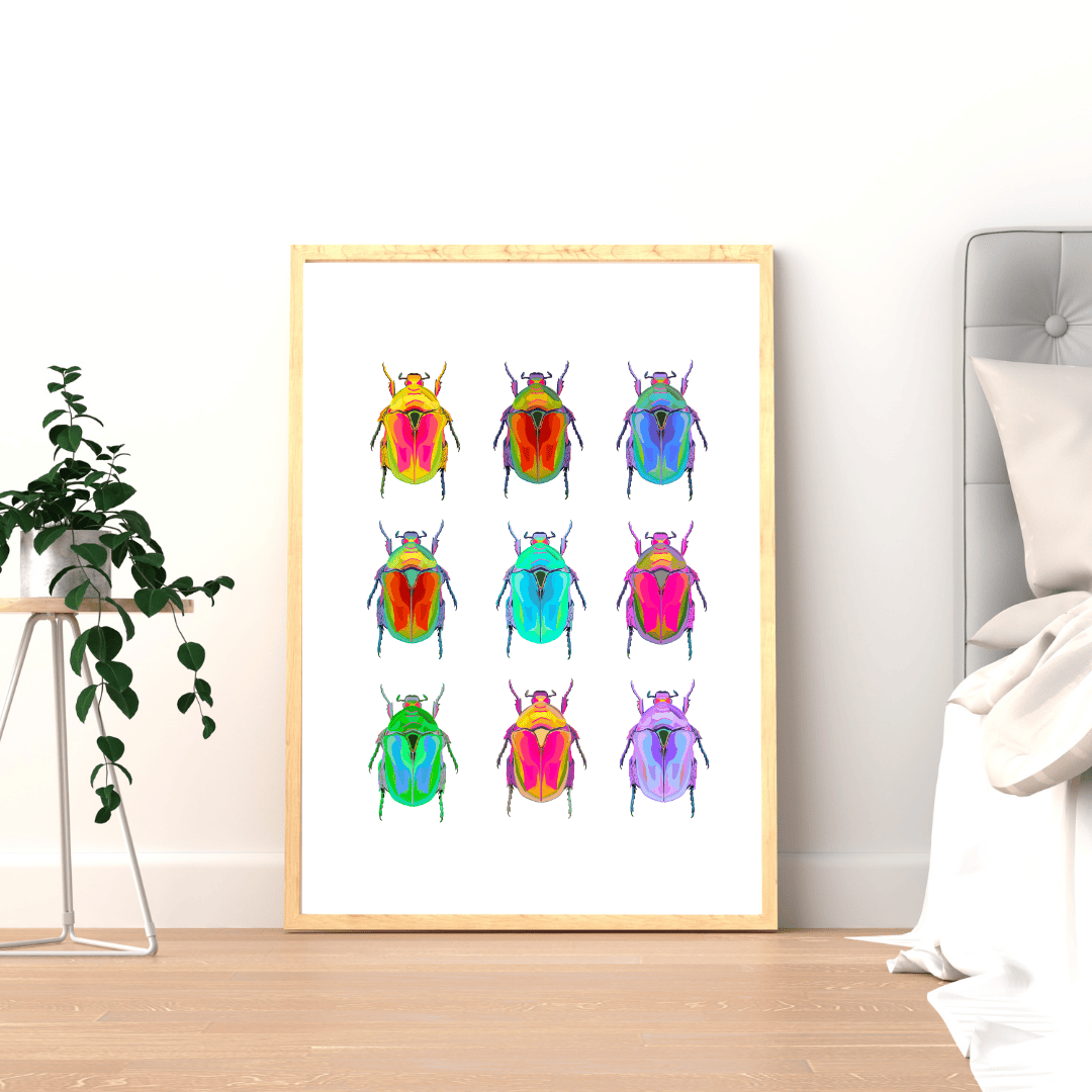 Bailey Made Art Co Beetles on White Art Print Art