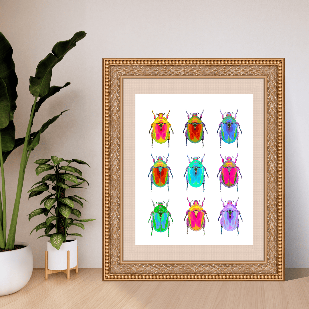 Bailey Made Art Co Beetles on White Art Print Art