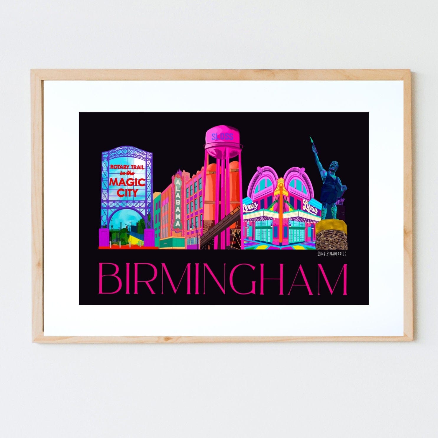 Bailey Made Art Co Birmingham Icons Art Print (Black) Art