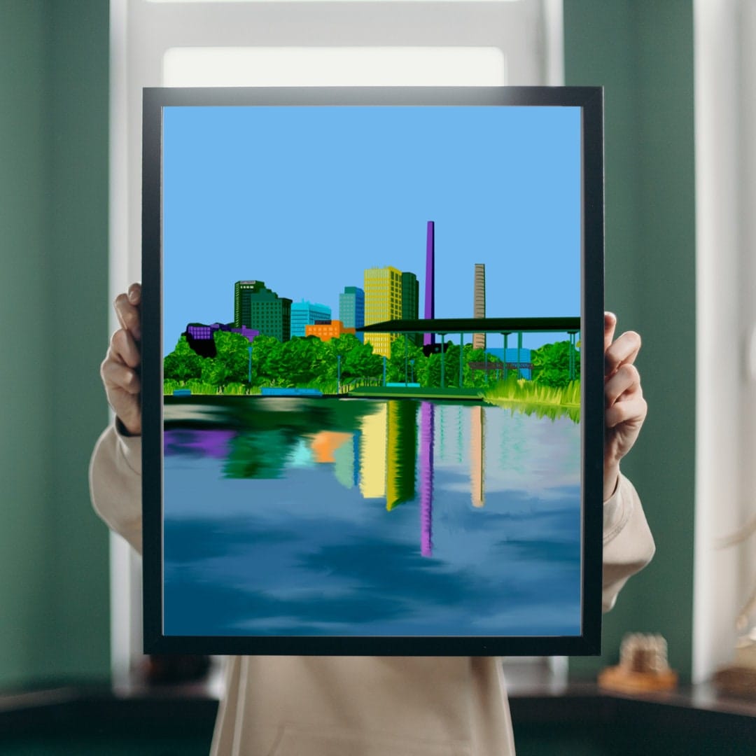 Bailey Made Art Co Birmingham Skyline- Railroad Park-  Art Print Art
