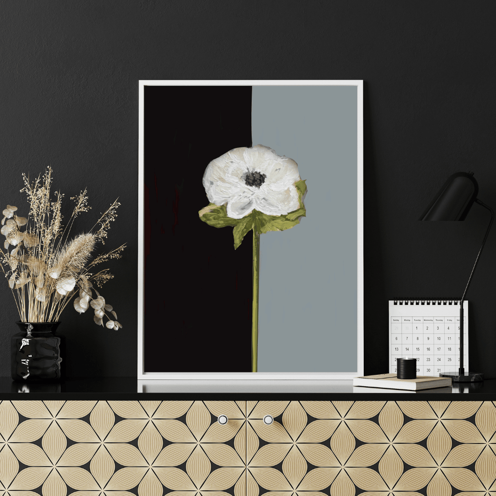 Bailey Made Art Co Black and White Anemone Art