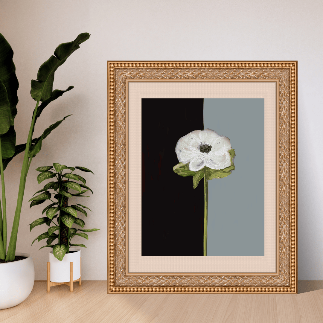 Bailey Made Art Co Black and White Anemone Art