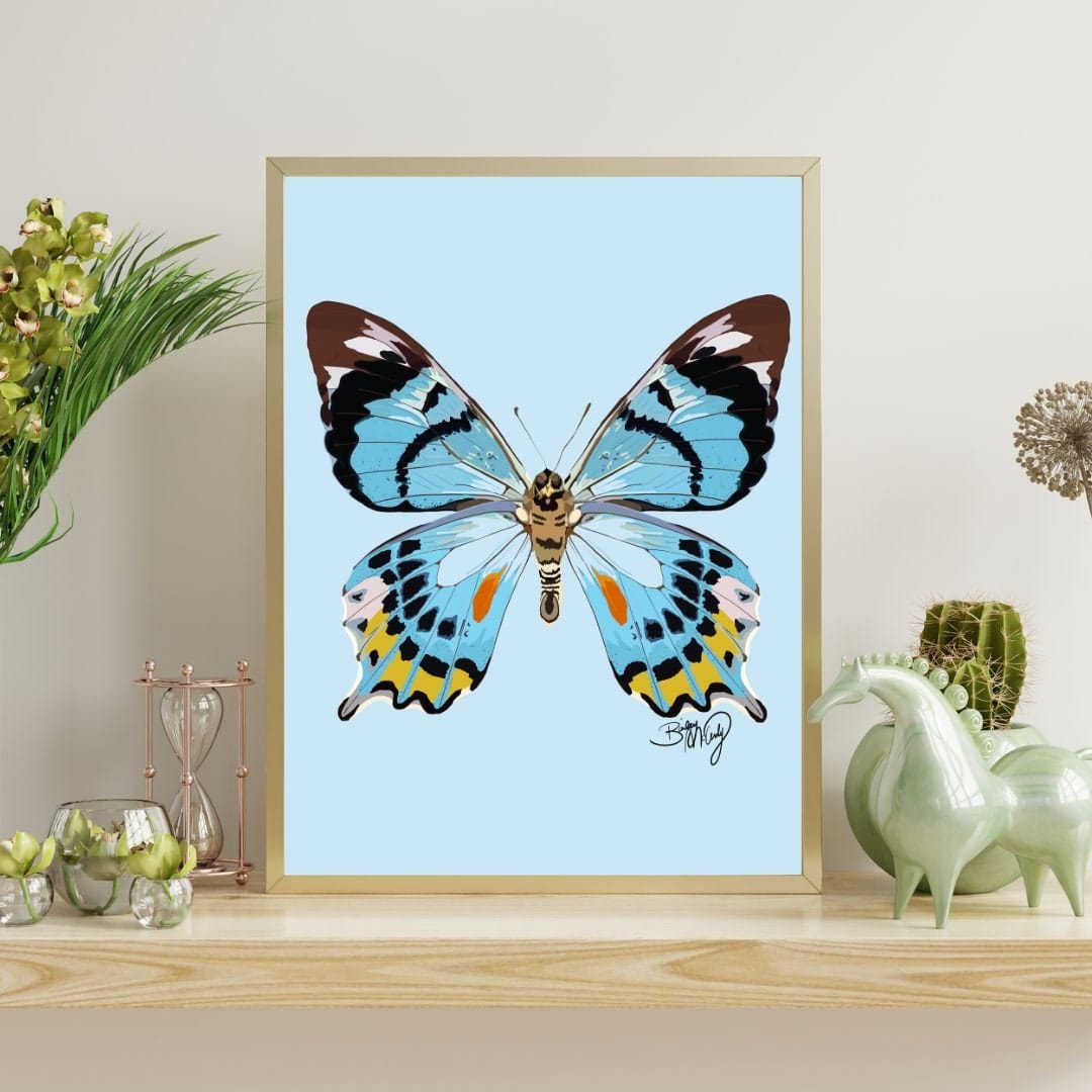 Bailey Made Art Co Blue Butterfly Art Print Art