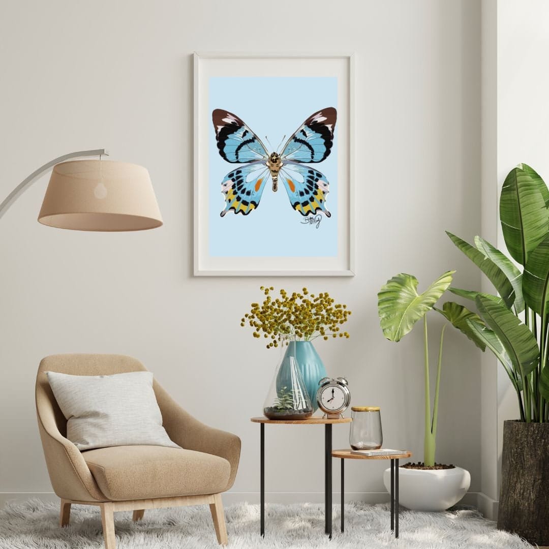 Bailey Made Art Co Blue Butterfly Art Print Art
