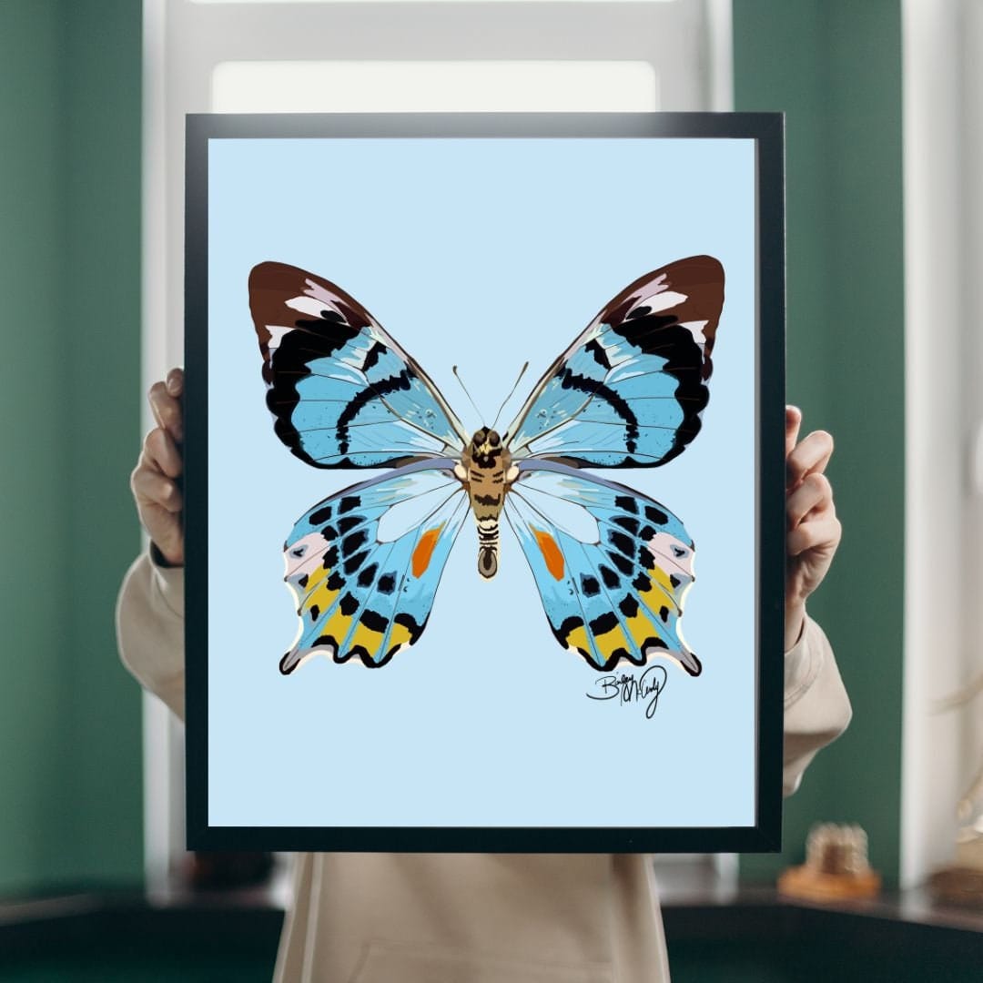 Bailey Made Art Co Blue Butterfly Art Print Art