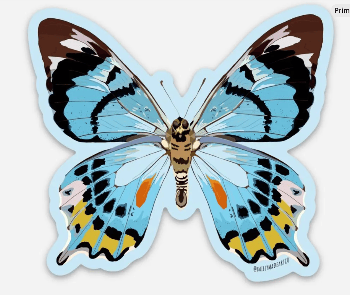 Bailey Made Art Co Blue Butterfly Vinyl Sticker Sticker