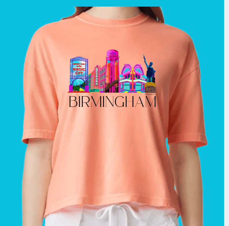 Bailey Made Art Co Cantaloupe Orange Birmingham Icons T Shirt Pre-Order Apparel