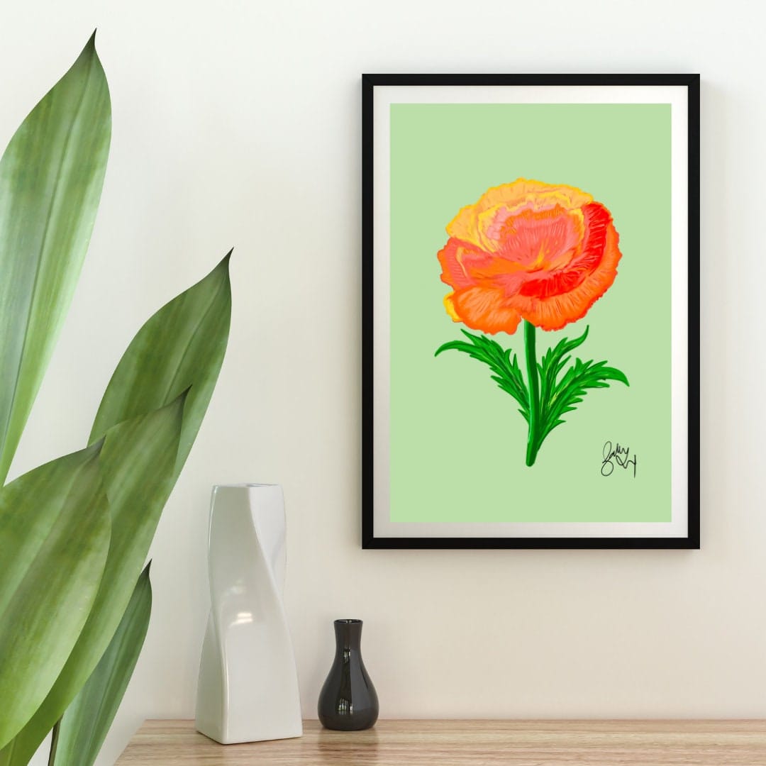 Bailey Made Art Co Carnation Flower Art Print Art