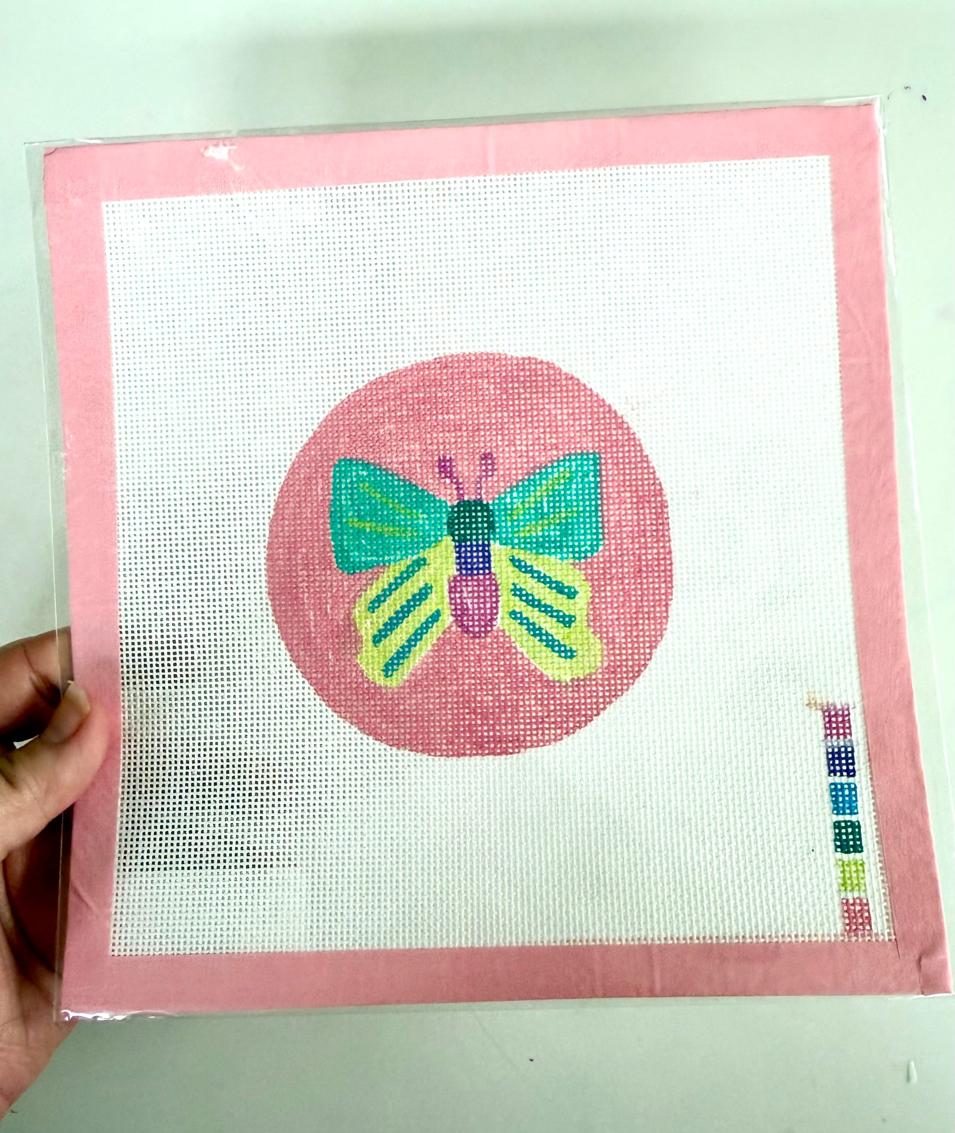 Bailey Made Art Co Cheerful Butterfly Needlepoint Canvas Art