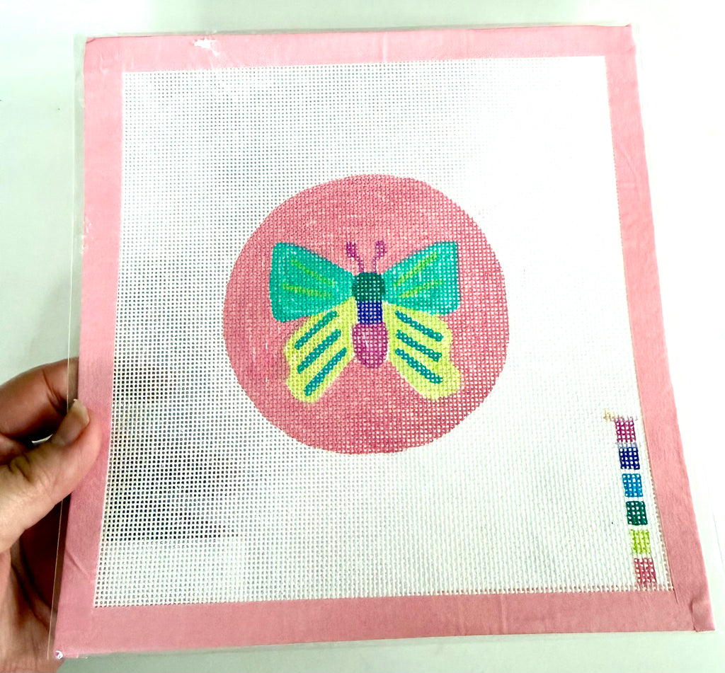 Bailey Made Art Co Cheerful Butterfly Needlepoint Canvas Art