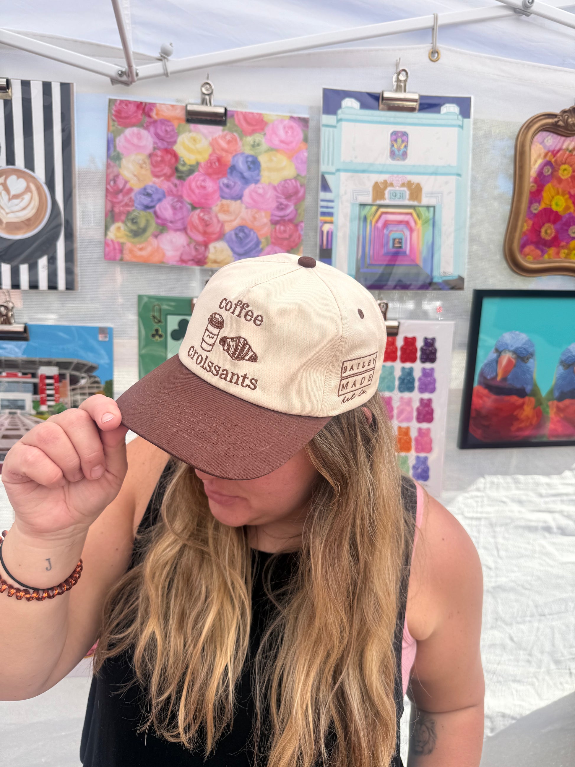 Bailey Made Art Co Coffee and Croissants Hat Hats