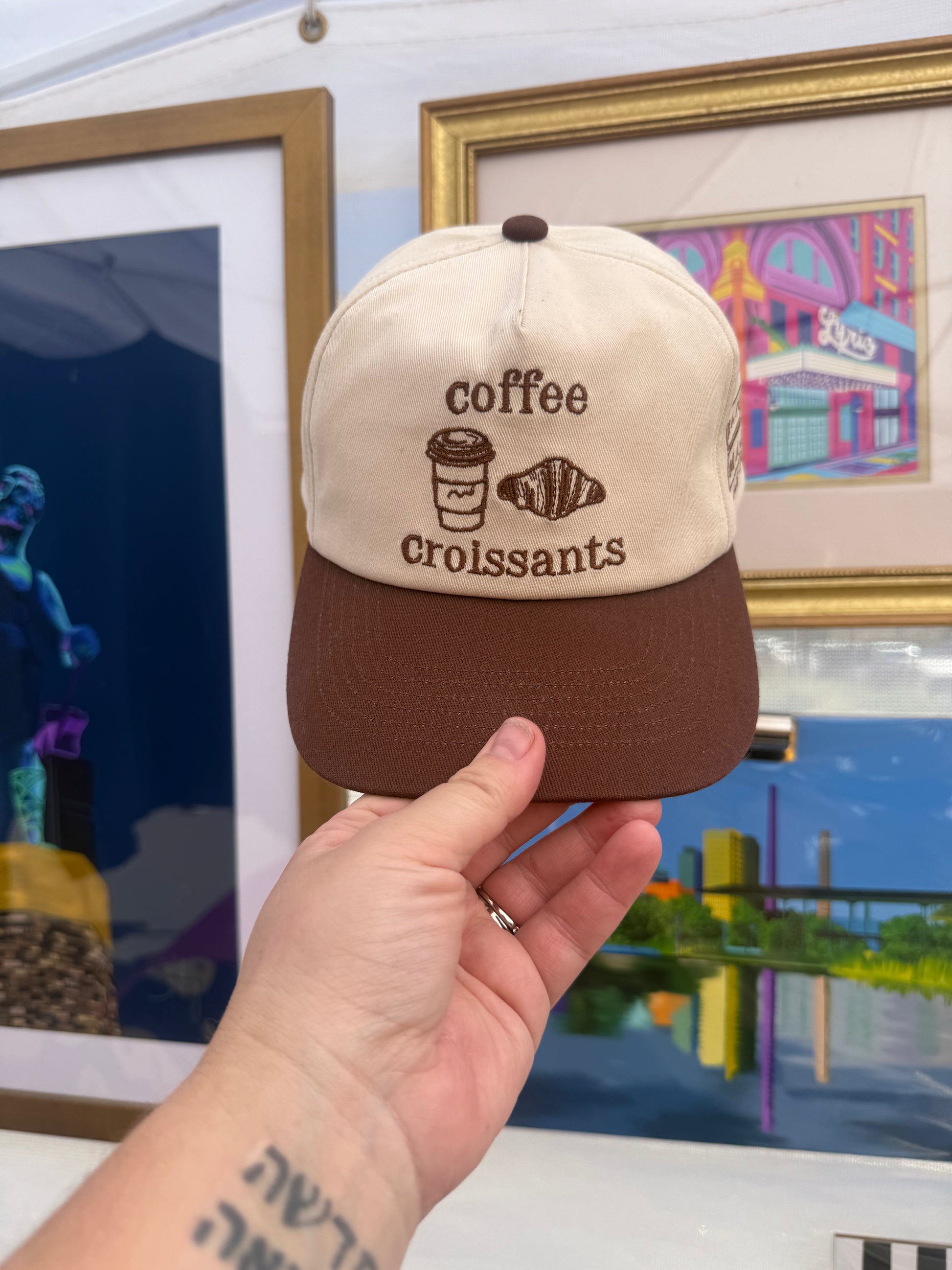 Bailey Made Art Co Coffee and Croissants Hat Hats