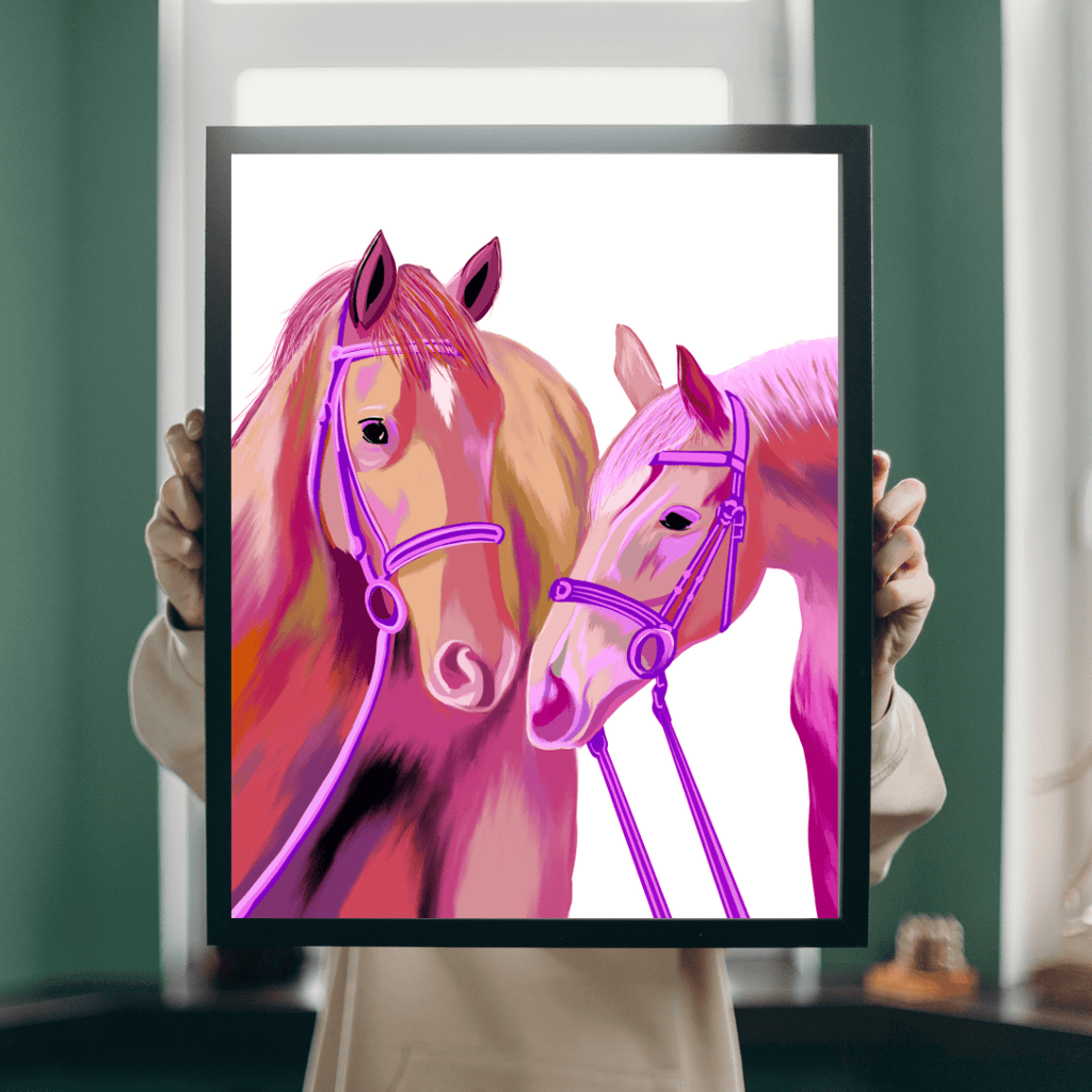 Bailey Made Art Co Colorful Horses Magenta Art Print Art