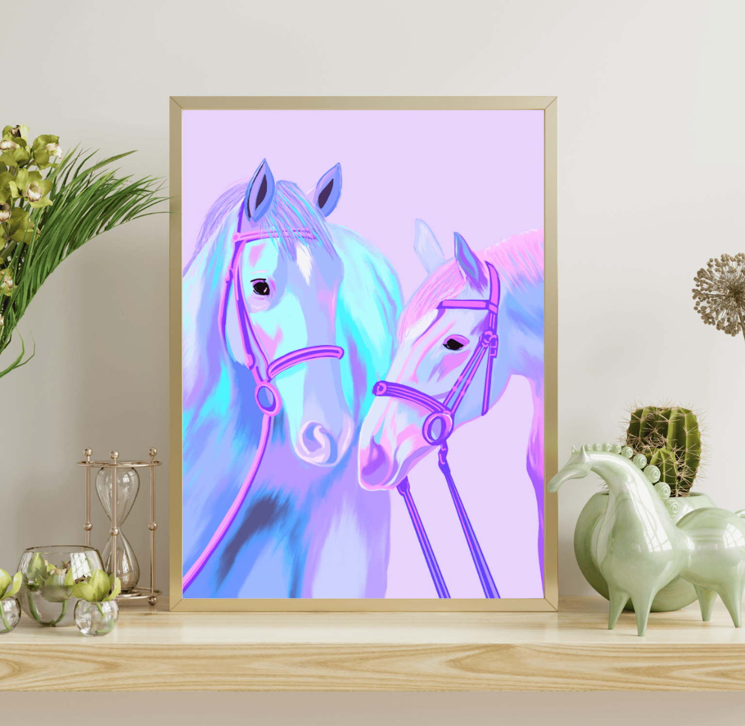Bailey Made Art Co Colorful Horses Purple Art Print Art