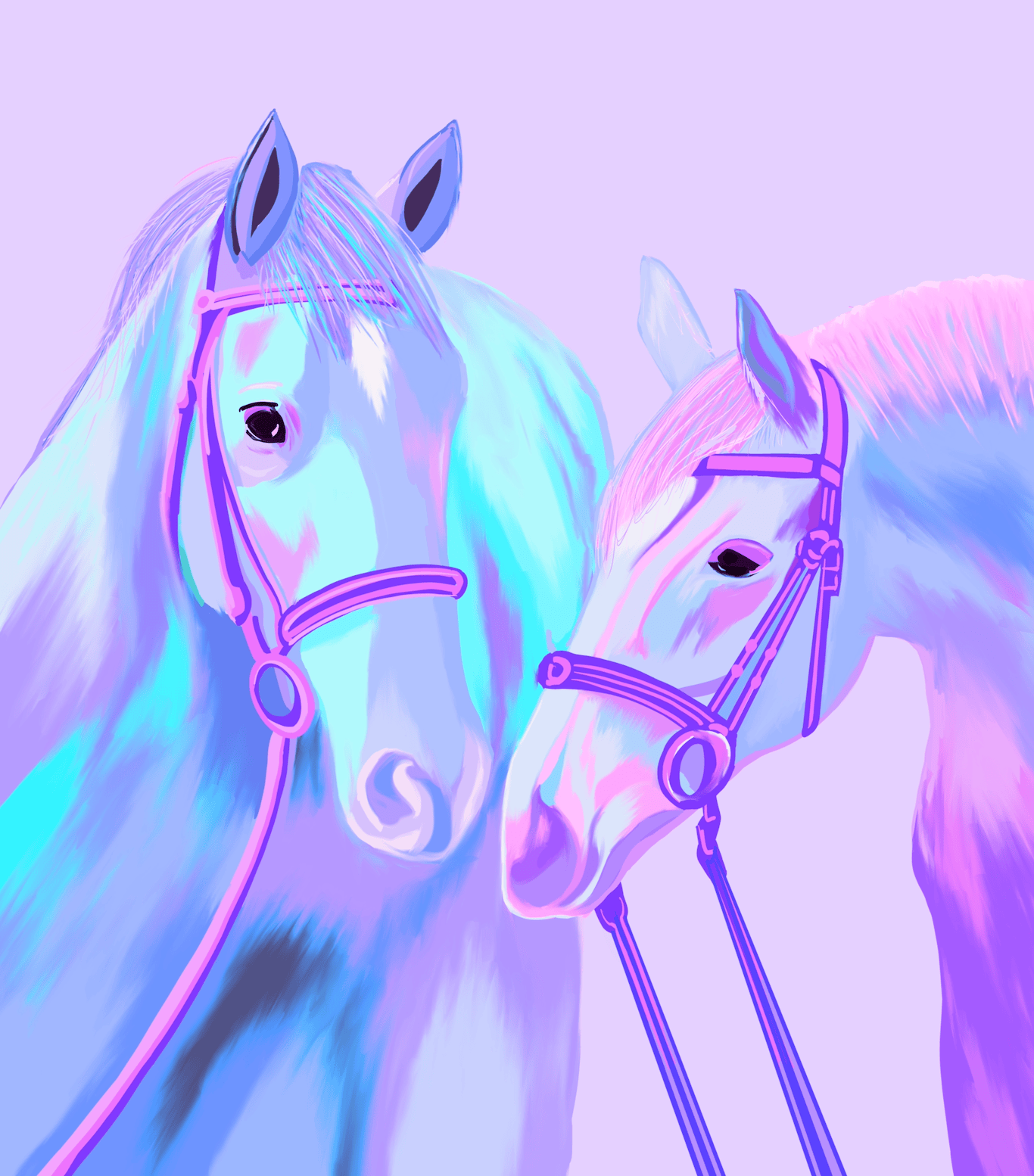 Bailey Made Art Co Colorful Horses Purple Art Print Art