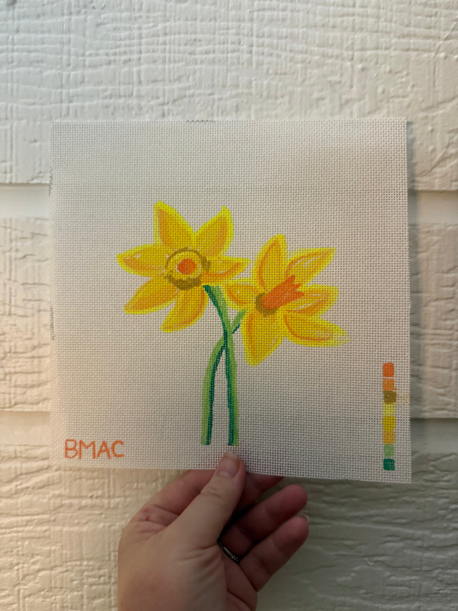 Bailey Made Art Co Daffodil Dreams Needlepoint Canvas Art