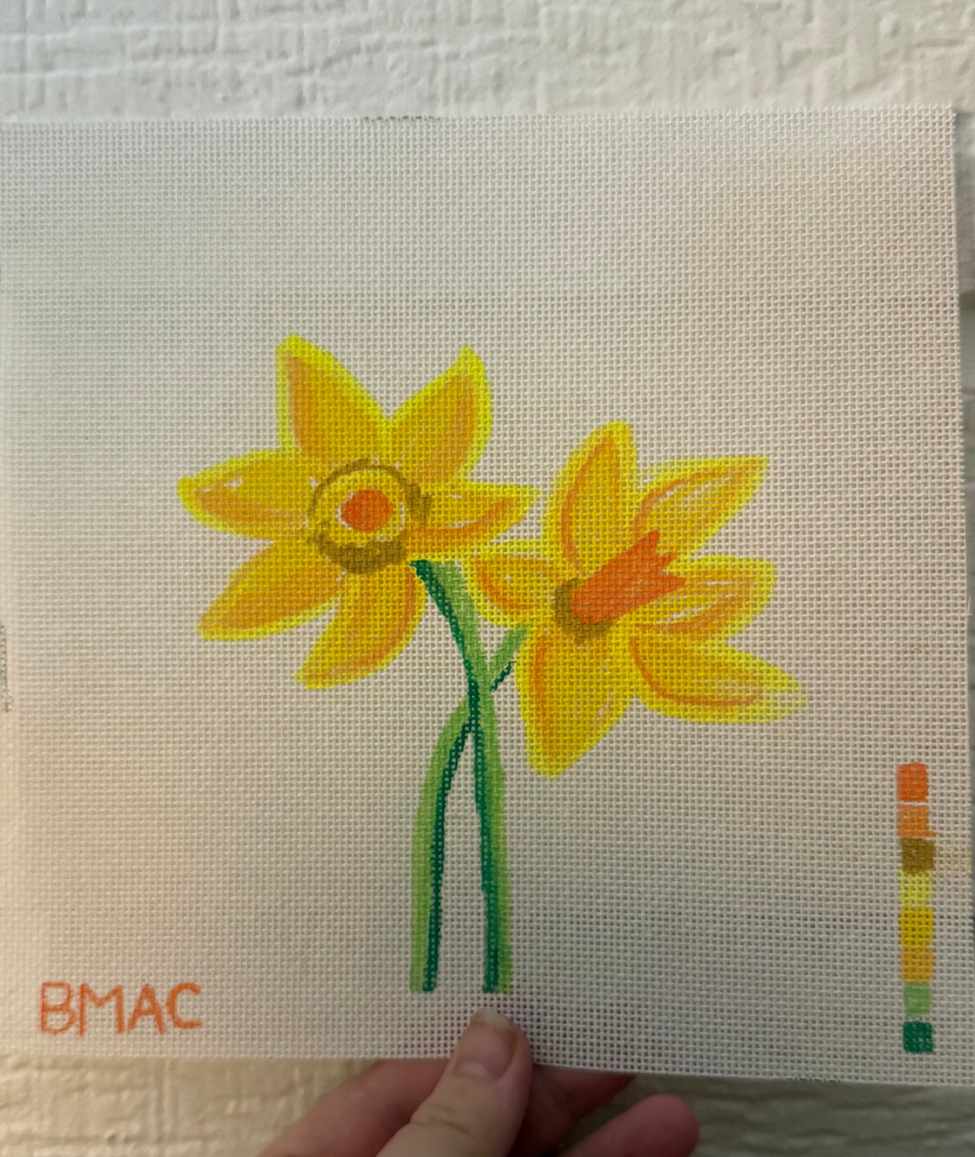 Bailey Made Art Co Daffodil Dreams Needlepoint Canvas Art