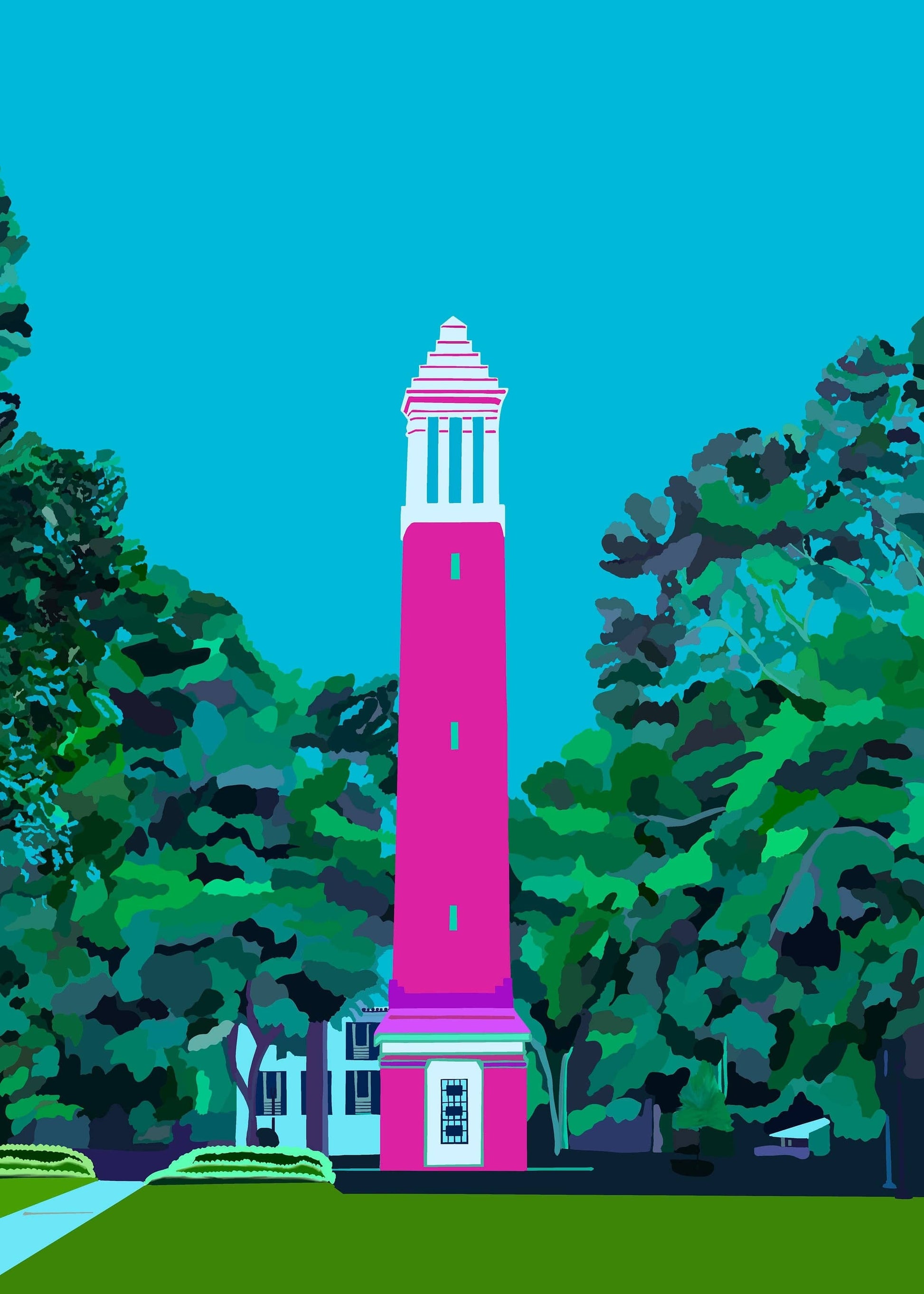 Bailey Made Art Co Denny Chimes Pink- University of Alabama- Officially Licensed Print Art