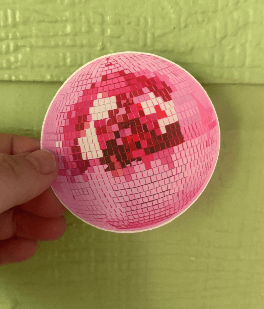 Bailey Made Art Co Disco Ball Pink Vinyl Sticker Sticker
