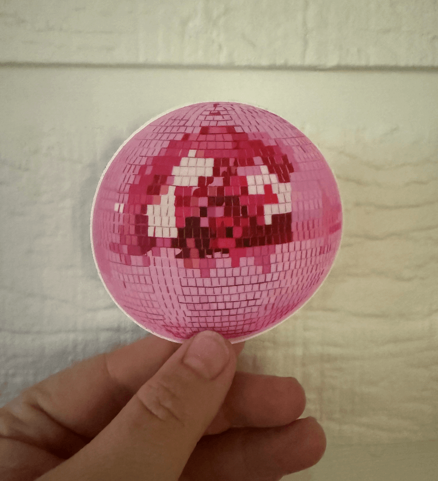 Bailey Made Art Co Disco Ball Pink Vinyl Sticker Sticker