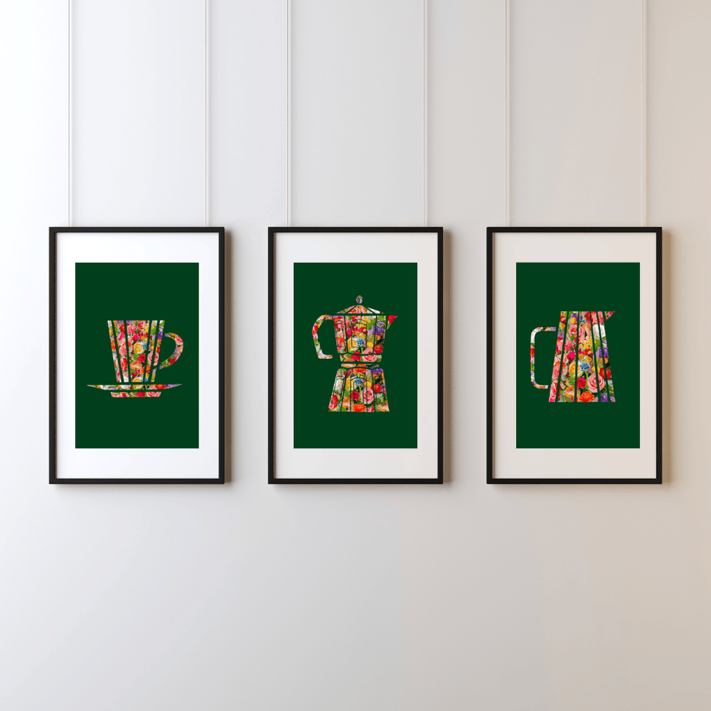Bailey Made Art Co Flora and Roast Coffee Moka Pot Art Print Art