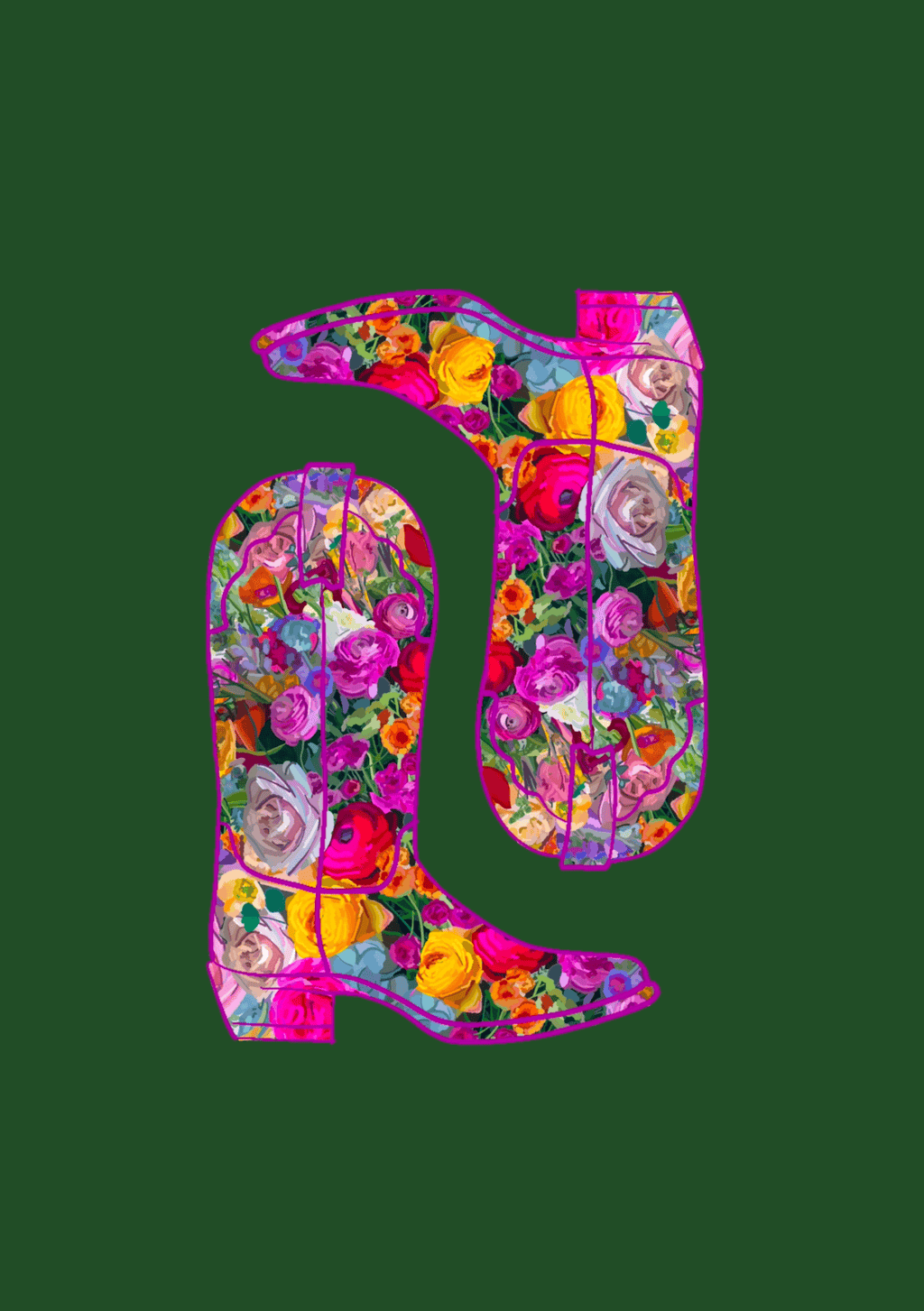Bailey Made Art Co Floral Cowgirl Boots Art Print Art