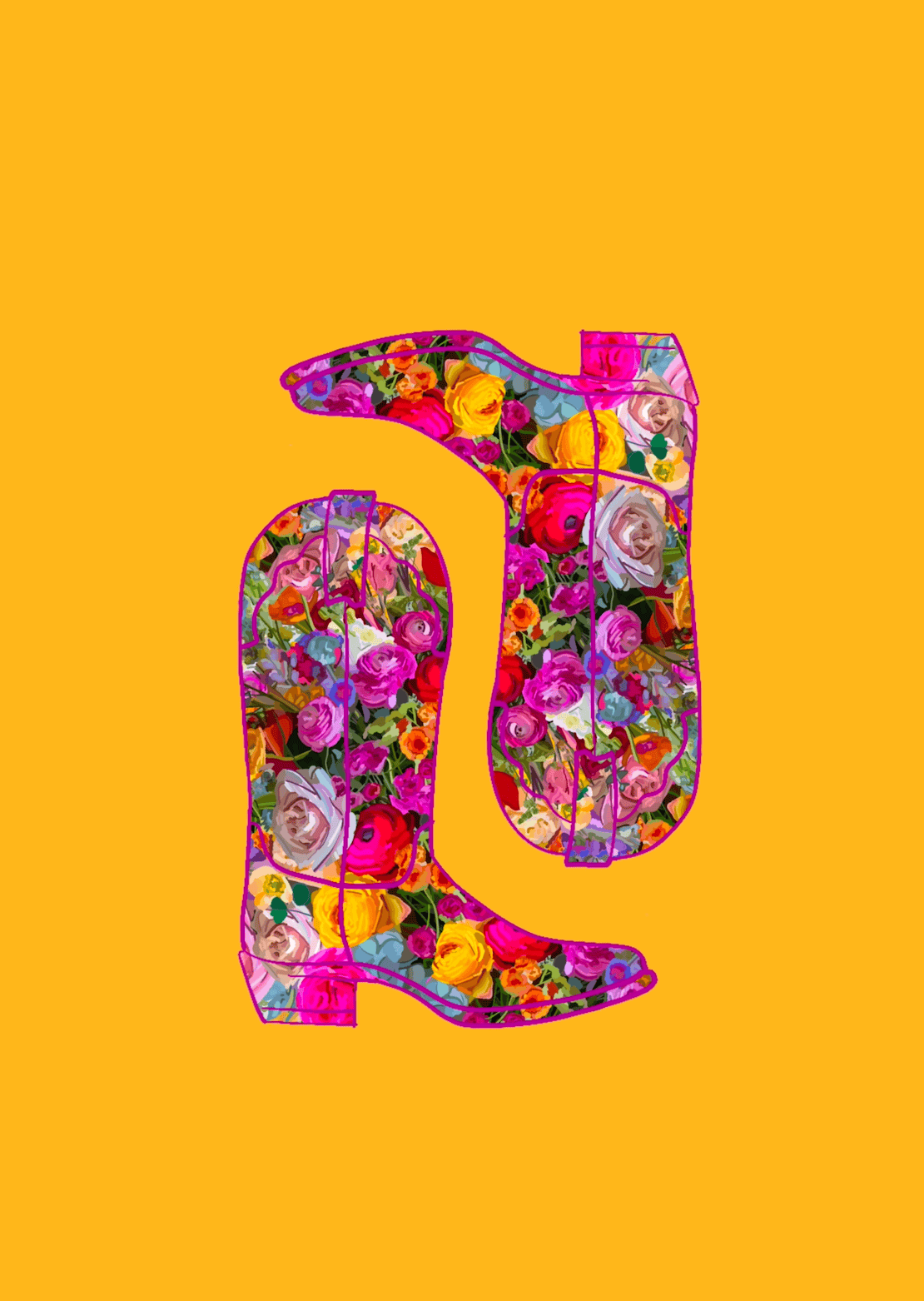 Bailey Made Art Co Floral Cowgirl Boots Art Print Art