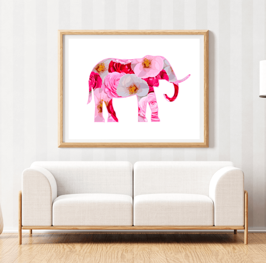 Bailey Made Art Co Flower Elephants Art Print Art