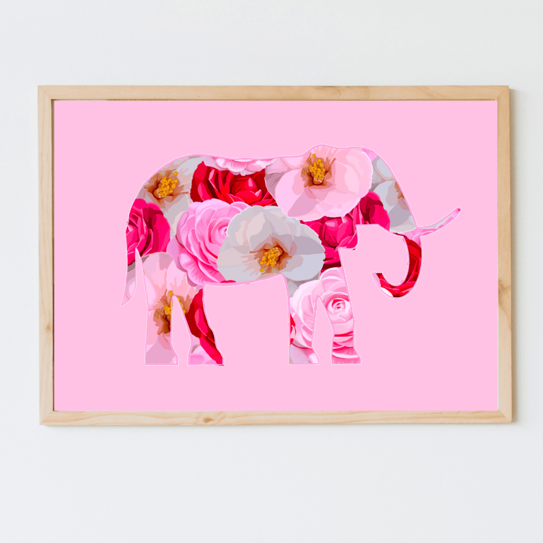 Bailey Made Art Co Flower Elephants Art Print Art