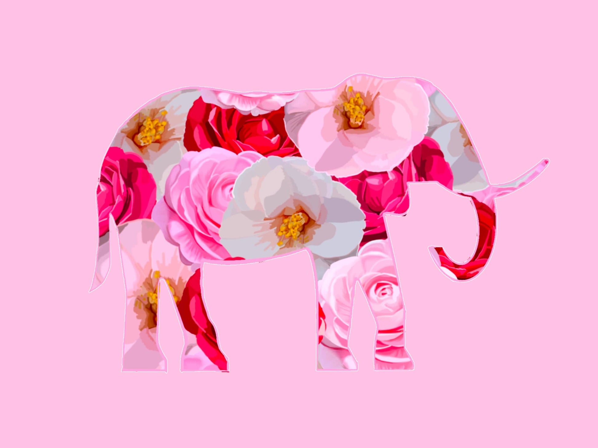 Bailey Made Art Co Flower Elephants Art Print Art