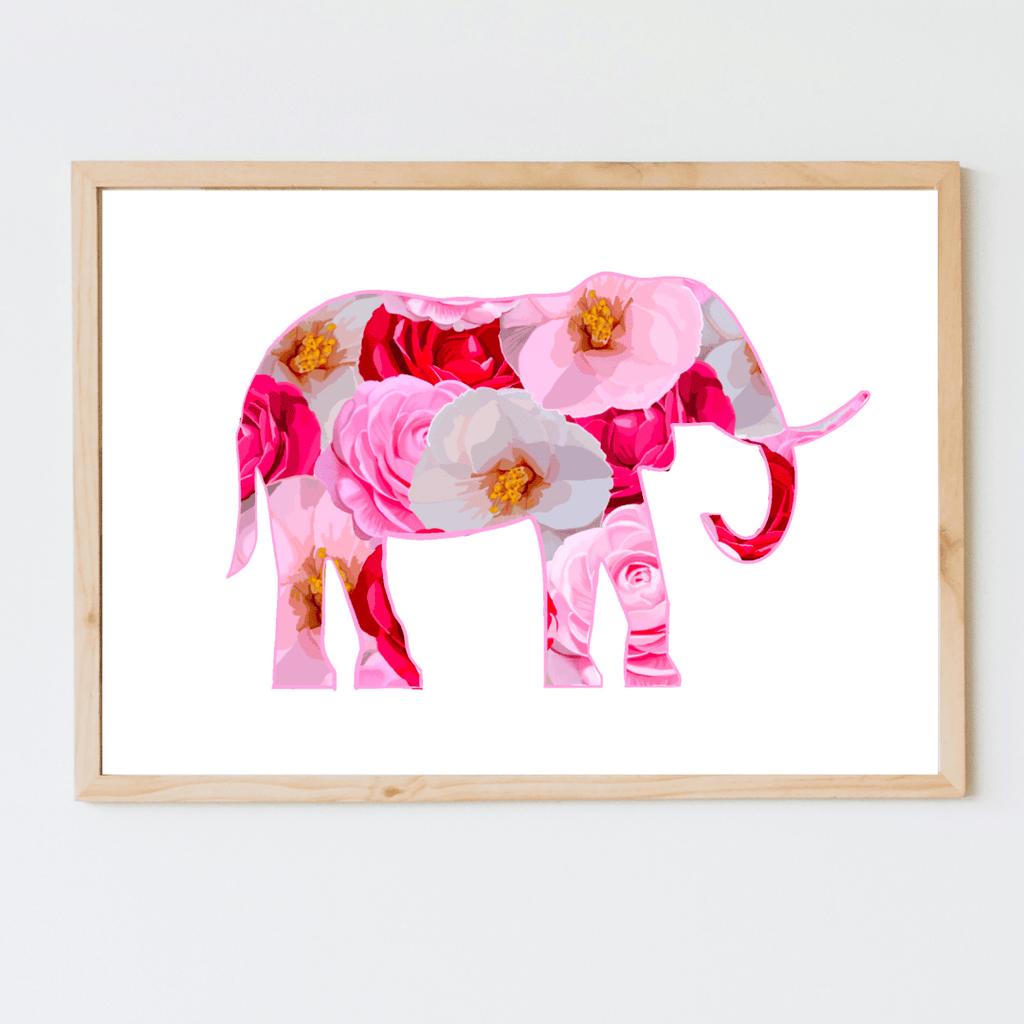 Bailey Made Art Co Flower Elephants Art Print Art