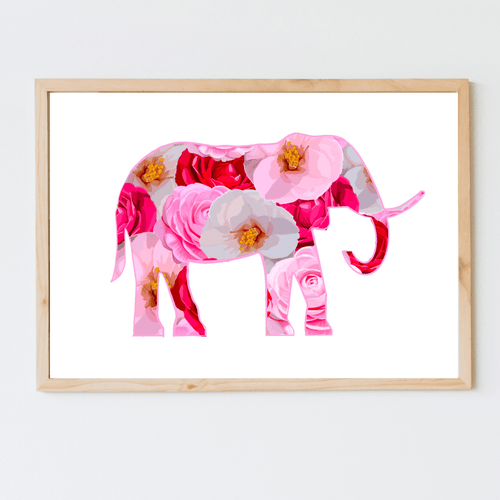 Bailey Made Art Co Flower Elephants Art Print Art