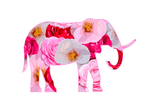 Bailey Made Art Co Flower Elephants Art Print Art